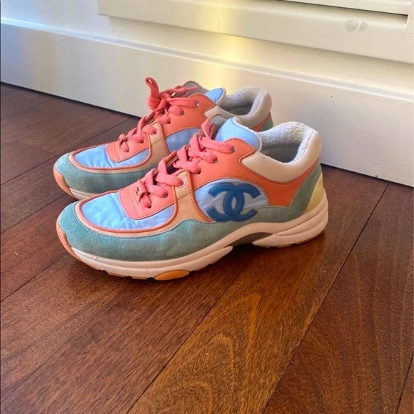 Blue And Orange Chanel Sneakers CHANEL Shoes Authentic Chanel